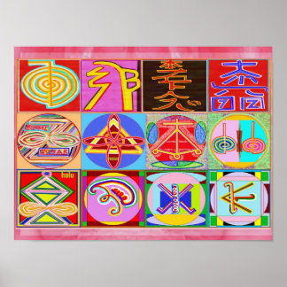 Pure REIKI Healing Art - 12 Symbolen Poster