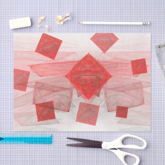 Pure rood wit geometrisch vierkant decoupage tissuepapier (Craft)