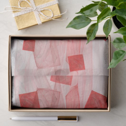 Pure rood wit geometrisch vierkant decoupage tissuepapier (Geschenk)