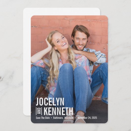 Pure Simplicity BEWERKBARE KLEUR Opslaan van de da Bedankkaart (Voorkant / Achterkant)