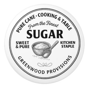 Pure Sugar Label Vintage Typografie Keramische Kno Knop