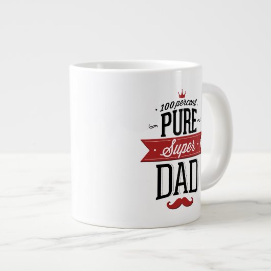 Pure Super Dad Mustache Red en Black Grote Koffiekop (Voorkant rechts)