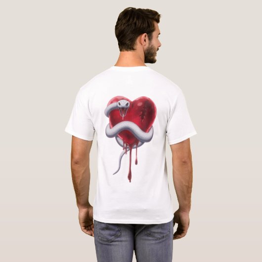 Pure Venom - Witte slang en bloedend hart T-shirt (Achterkant volledig)