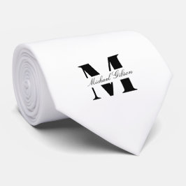 Pure White | Custom Monogram Wedding Groomsmen Stropdas