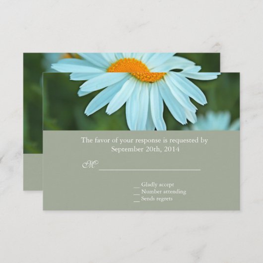 Pure white daisy flower bruiloft RSVP (Voorkant / Achterkant)