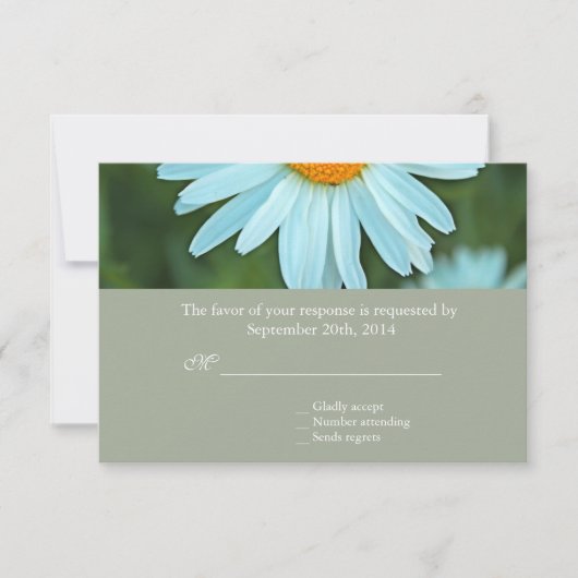 Pure white daisy flower bruiloft RSVP Kaartje (Voorkant)