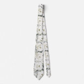 Pure White Desdemona Rozen & Eucalyptus Wedding Stropdas (Voorkant)