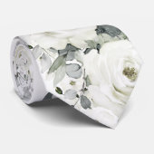 Pure White Desdemona Rozen & Eucalyptus Wedding Stropdas (Opgerold)