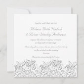 Pure White  French Lace Round Wedding Kaart (Achterkant)