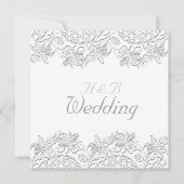 Pure White  French Lace Round Wedding Kaart (Voorkant)