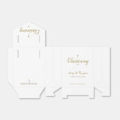 Pure white gold cross Script Christening Bedankdoosjes (Uitgevouwen)