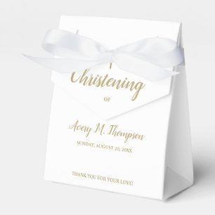 Pure white gold cross Script Christening Bedankdoosjes