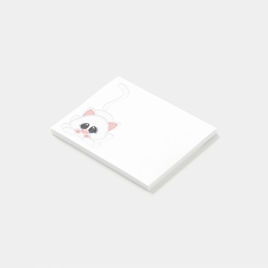 Pure White Kitty Cat Pspelen Post-it® Notes (Schuin)