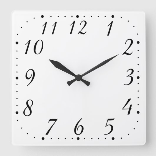 Pure White Square Clock Vierkante Klok (Voorkant)