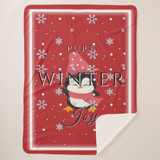 Pure Winter Joy met Penguin en Sneeuw Sherpa Deken (Voorkant)