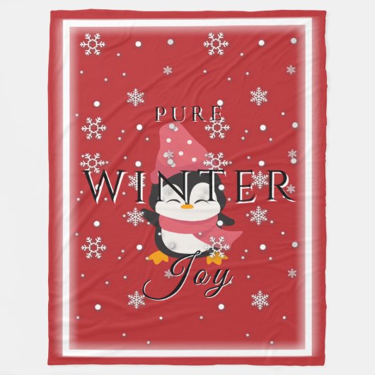 Pure Winter Joy w / Penguin en Sneeuwfleece Deken (Voorkant)
