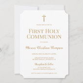 Pure Wit Goud Cross Boy Eerste heilige communie Kaart (Voorkant)