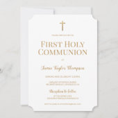 Pure Wit Goud Kruis Eerste heilige communie Kaart (Voorkant)
