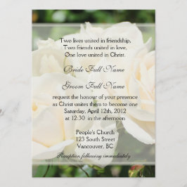 Pure witte roos bloemen Christelijke bruiloft Kaart