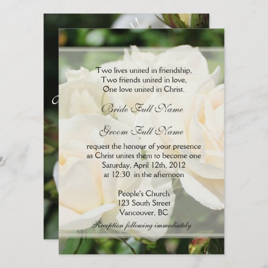 Pure witte rozenbloemen Christelijke bruiloft Kaart (Voorkant / Achterkant)