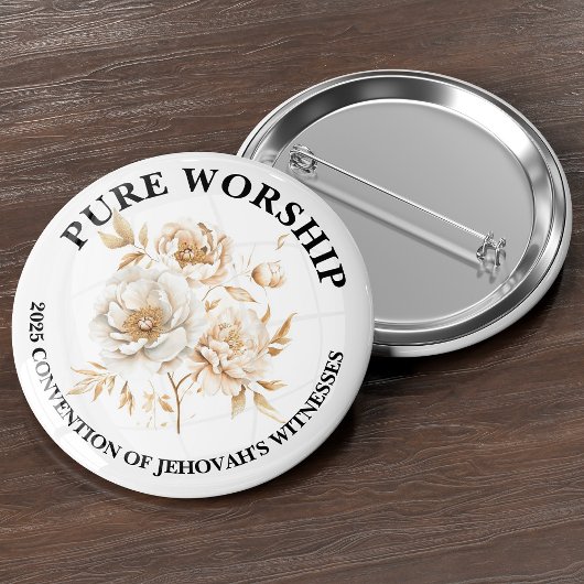 Pure Worship 2025 Convention JW Gifts Pin Ronde Button 5,7 Cm