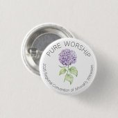 Pure Worship 2025 Ronde Conventie Pin w Hydrangea Button 3,2 Cm (Voorkant /achterkant)