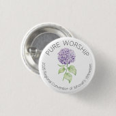Pure Worship 2025 Ronde Conventie Pin w Hydrangea Ronde Button 3,2 Cm (Voorkant /achterkant)
