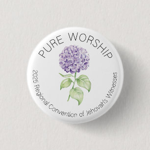 Pure Worship 2025 Ronde Conventie Pin w Hydrangea Ronde Button 3,2 Cm