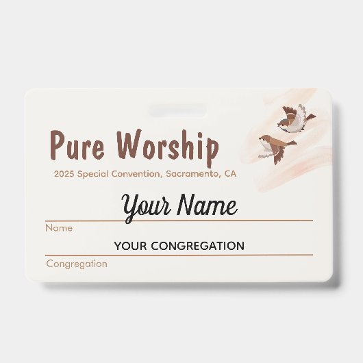 Pure Worship 2025 Special Convention | JW-naam Badge (Voorzijde)
