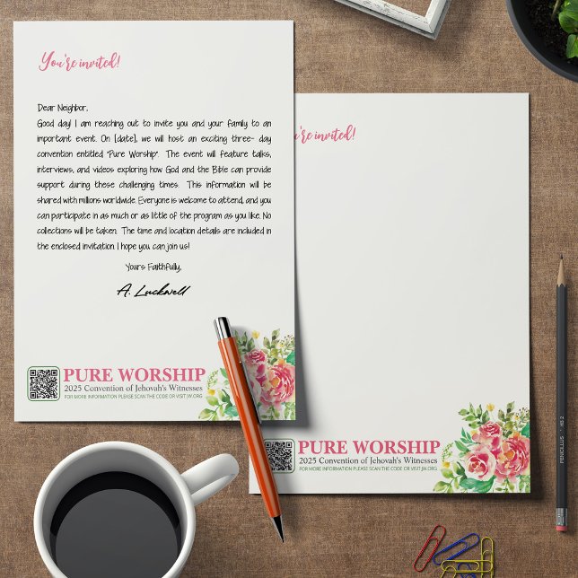 Pure Worship JW 2025 Conventie Brief Schrijven Briefhoofd (Creator heeft geüpload)