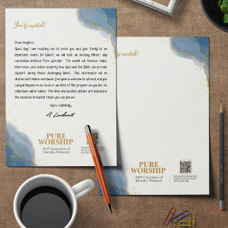Pure Worship JW 2025 Custom Letter Writing Briefhoofd