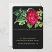 Pure zwart en goud elegantie, rode rozen bruiloft save the date (Achterkant)