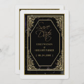 Pure zwart en goud elegantie, save the date (Voorkant / Achterkant)