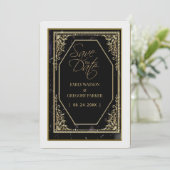 Pure zwart en goud elegantie, save the date (Staand voorkant)