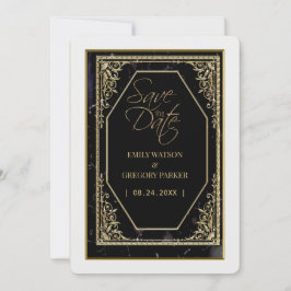 Pure zwart en goud elegantie, save the date