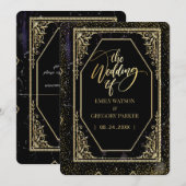 Pure zwarte en gouden elegantie ,  save the date (Voorkant / Achterkant)