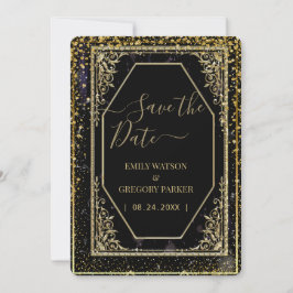 Pure zwarte en gouden elegantie ,  save the date