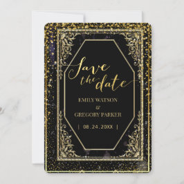 Pure zwarte en gouden elegantie ,  save the date