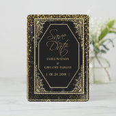 Pure zwarte en gouden elegantie , save the date (Staand voorkant)