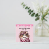 Purect Kat Groomer Sitter Roze Glitter Dripping Vierkante Visitekaartje (Staand voorkant)