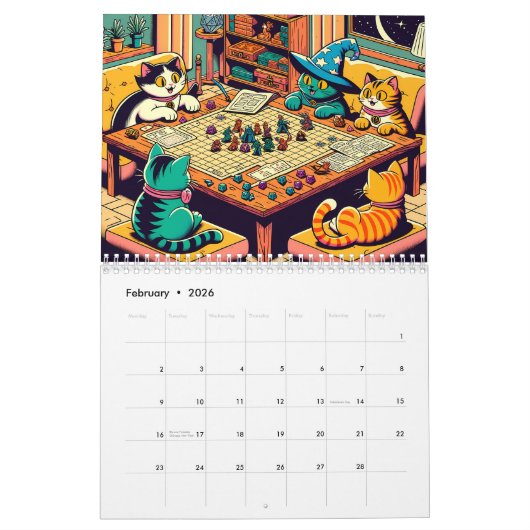 Pureffect Pawsome: een kat-tastische Cartoon kalen Kalender (Feb 2026)