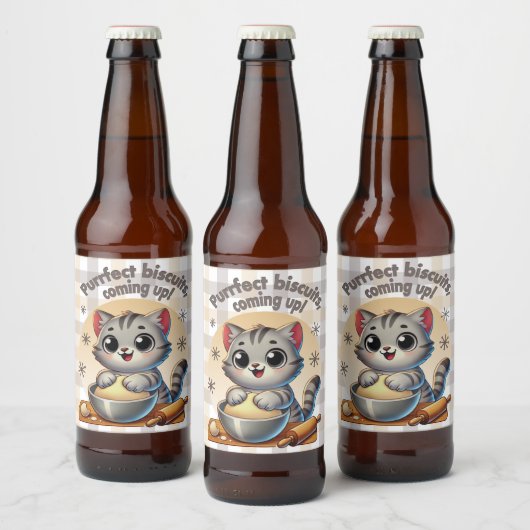"Purfect biscuits, coming up" Kneading Cat Bier Etiket (Flessen)