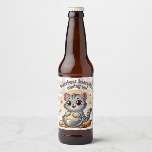"Purfect biscuits, coming up" Kneading Cat Bier Etiket (Voorkant)