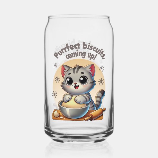 "Purfect biscuits, coming up" Kneading Cat Blikvorm Glas (Voorkant)