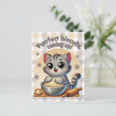 "Purfect biscuits, coming up" Kneading Cat Briefkaart (Staand voorkant)