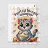"Purfect biscuits, coming up" Kneading Cat Briefkaart (Voorkant / Achterkant)