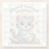 "Purfect biscuits, coming up" Kneading Cat Glazen Onderzetter (Achterkant)