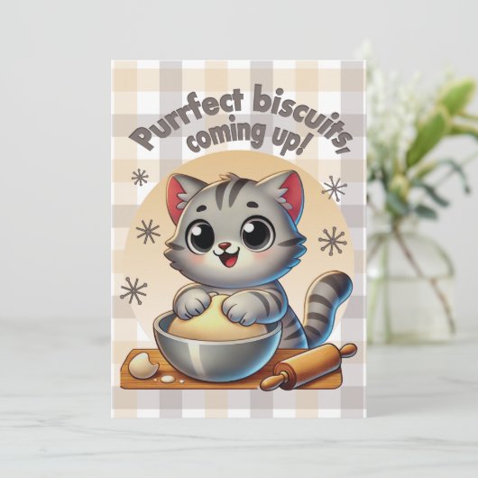 "Purfect biscuits, coming up" Kneading Cat Kaart (Staand voorkant)