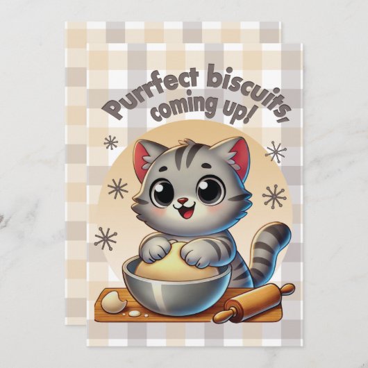 "Purfect biscuits, coming up" Kneading Cat Kaart (Voorkant / Achterkant)