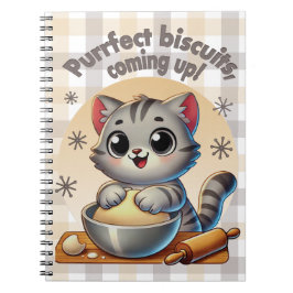 "Purfect biscuits, coming up" Kneading Cat Notitieboek